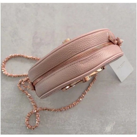 Ted Baker Maddie Stab Stitch Circle Leather Womens Light Pink Crossbody Bag NWT - Picture 7 of 11